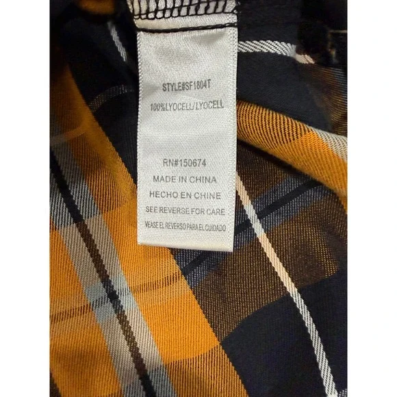 Billy T Plaid Shirt Mustard Black Fall Grunge Casual Lightweight XL - Picture 11 of 12